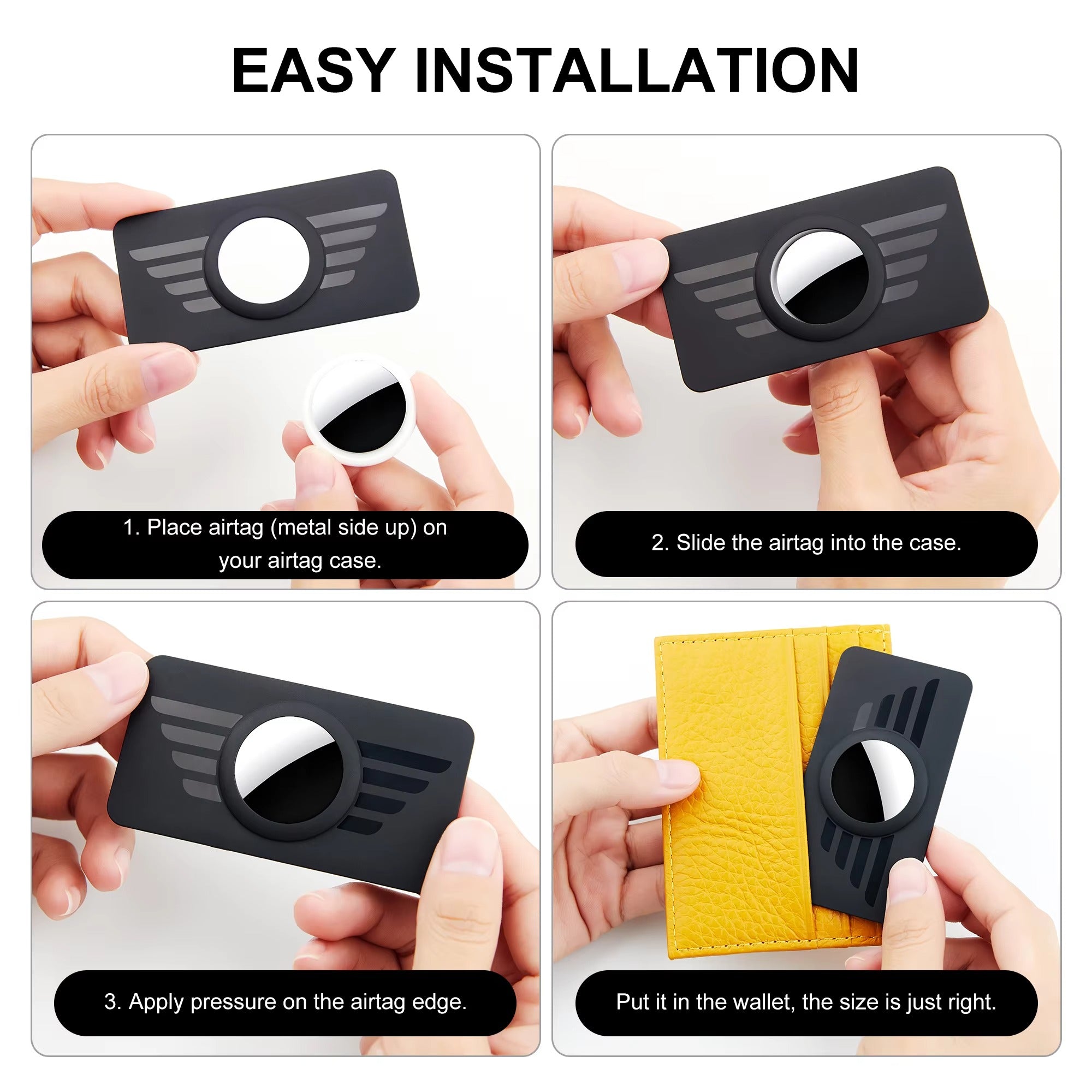 Premium Slim AirTag Wallet Case – Ultra-Thin Credit Card Holder Anti-Lost GPS Tracker Cover, Durable ABS Material, Lightweight Protective Sleeve for Wallets