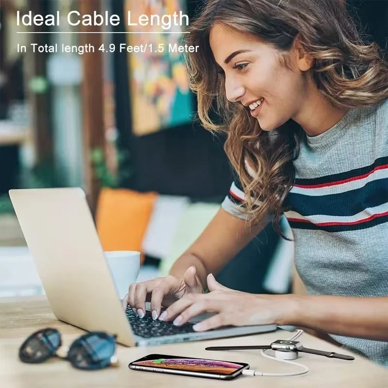 High-Quality Magnetic Wireless Charger for Apple Watch – USB-A & USB-C Cable, Fast Charging Dock with Strong Magnetic Force, Fireproof PC Material, Safe Charging