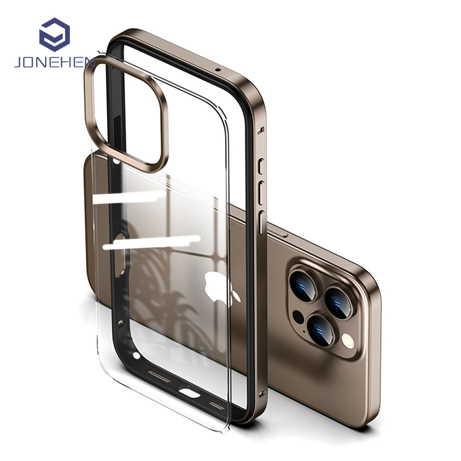 Luxury 2-in-1 Clear Acrylic iPhone Case - Ultra-Thin Aluminum Metal Lens Frame, Alloy Bumper, Design | Case for iPhone