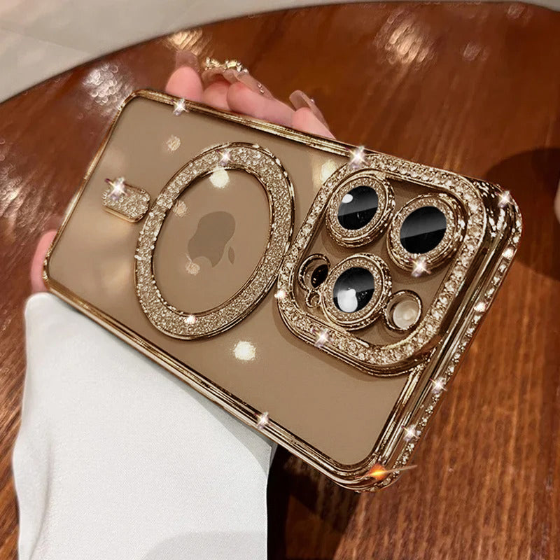 Luxury Bling Glitter - Shockproof Magnetic Wireless Charging Cover, Sparkling Jewelled Design for Women | Case for iPhone