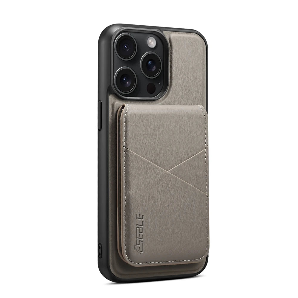 Luxury Magnetic Leather Wallet iPhone Case – 2-in-1 MagSafe Card Holder, Kickstand, Shockproof Protection, Premium Design, Wireless Charging Compatible for iPhone Models