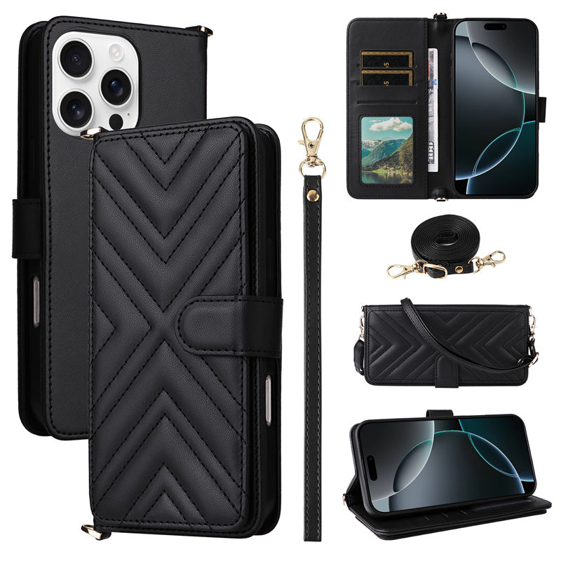 Luxury Crossbody Wallet iPhone Case – Fashion Shoulder Strap, Magnetic Closure, Card Holder and Premium Protection for iPhone