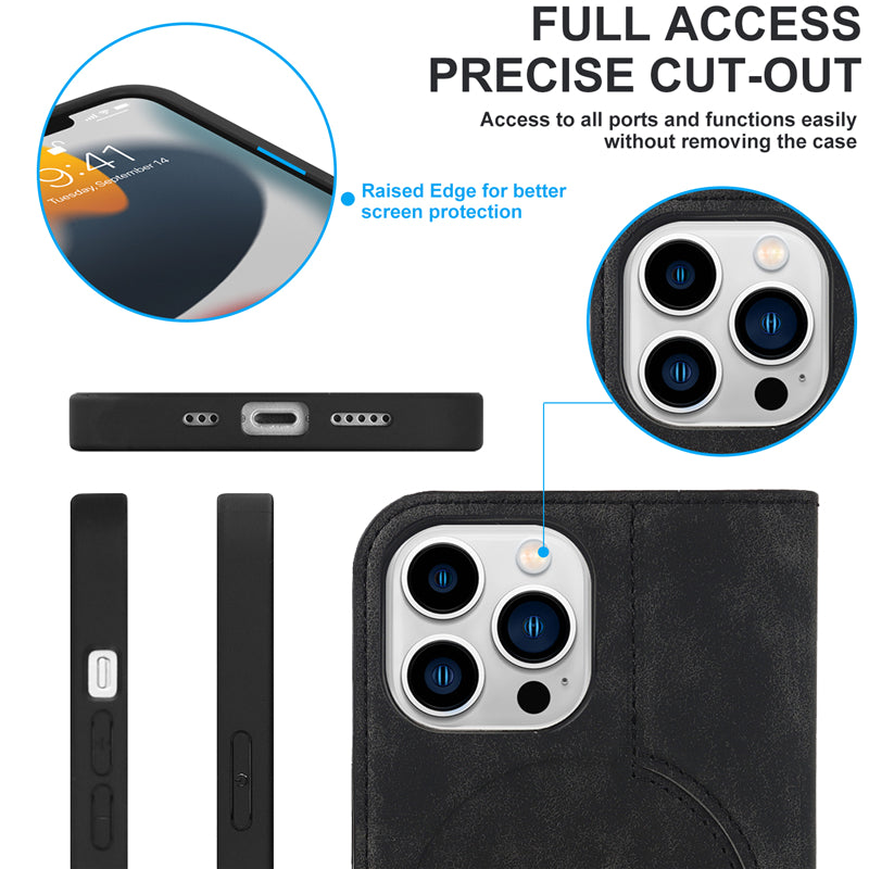 Luxury Magnetic Leather Wallet iPhone Case – MagSafe Wireless Charging, Card Slot, Stand Feature, Premium Protection, Stylish & Durable Cover