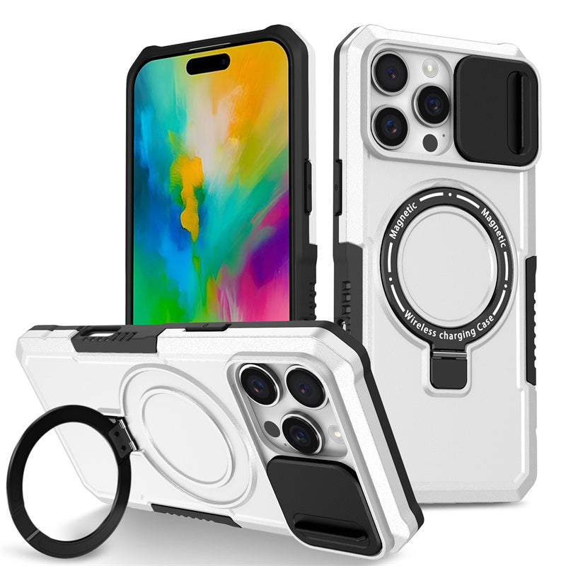 MagSafe Armor iPhone Case – Magnetic Holder, Wireless Charging, Slide Camera Protection, Full-Body Cover for iPhone Models