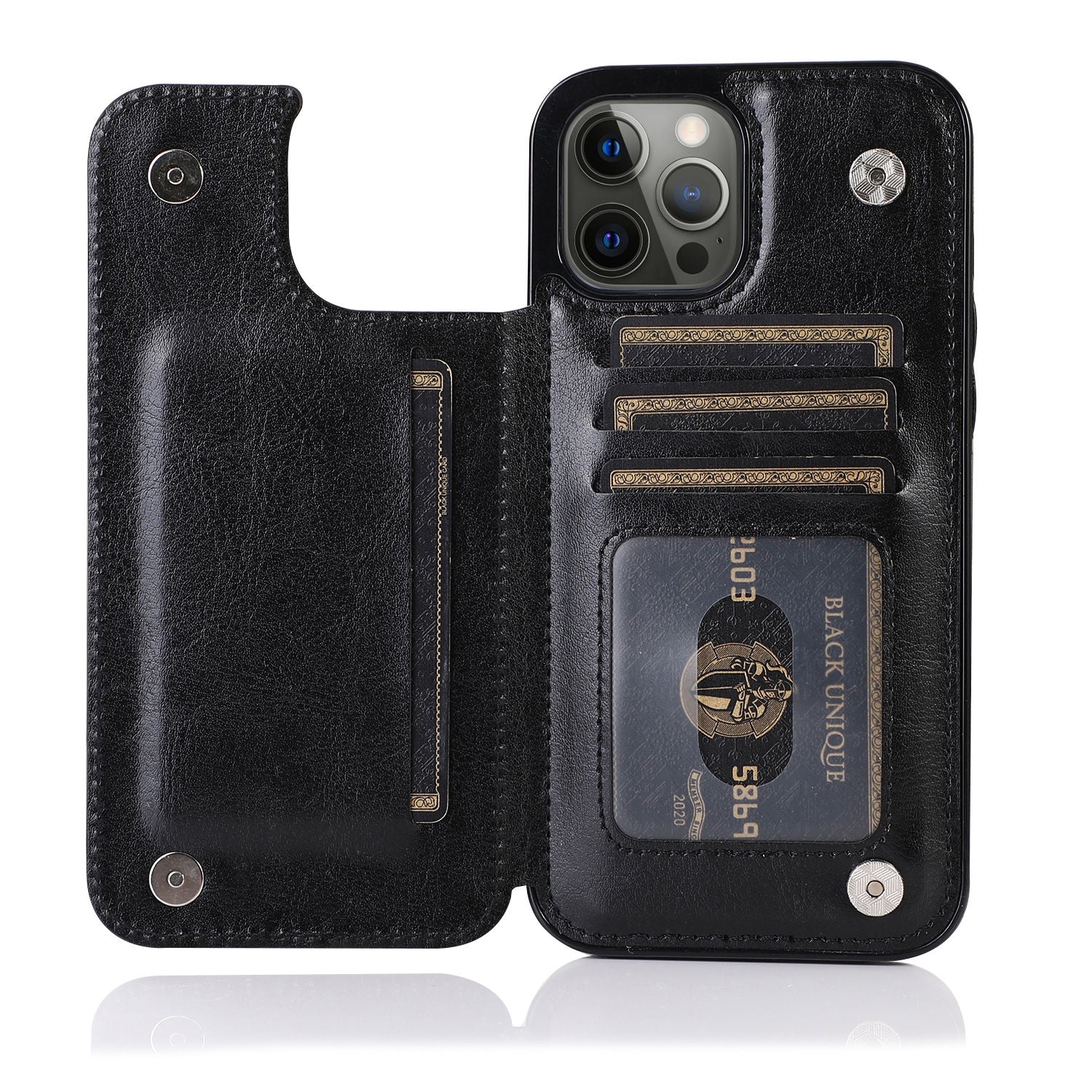 Luxury PU Leather Wallet iPhone Case – Kickstand, Card Holder Slots, Elegant Magnetic Closure for iPhone Models