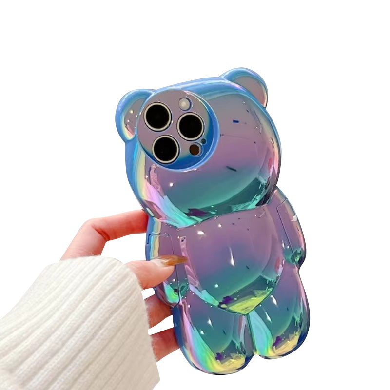 Luxury Apple iPhone Case, MagSafe Compatible, Camera Lens and Screen Protection, Ultra Thin, Shockproof, Magnetic, Full All Around Protection, 3D Bear Gradient Cartoon Cover
