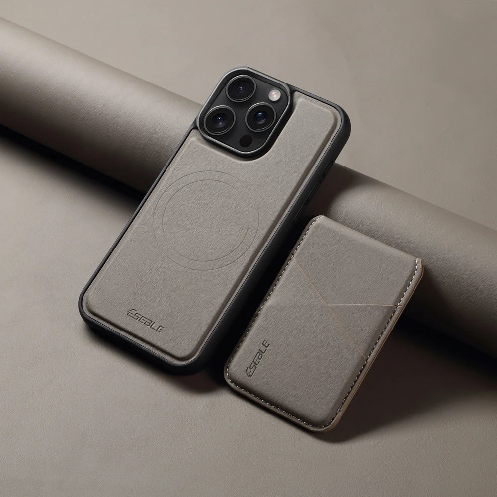 Luxury Magnetic Leather Wallet iPhone Case – 2-in-1 MagSafe Card Holder, Kickstand, Shockproof Protection, Premium Design, Wireless Charging Compatible for iPhone Models