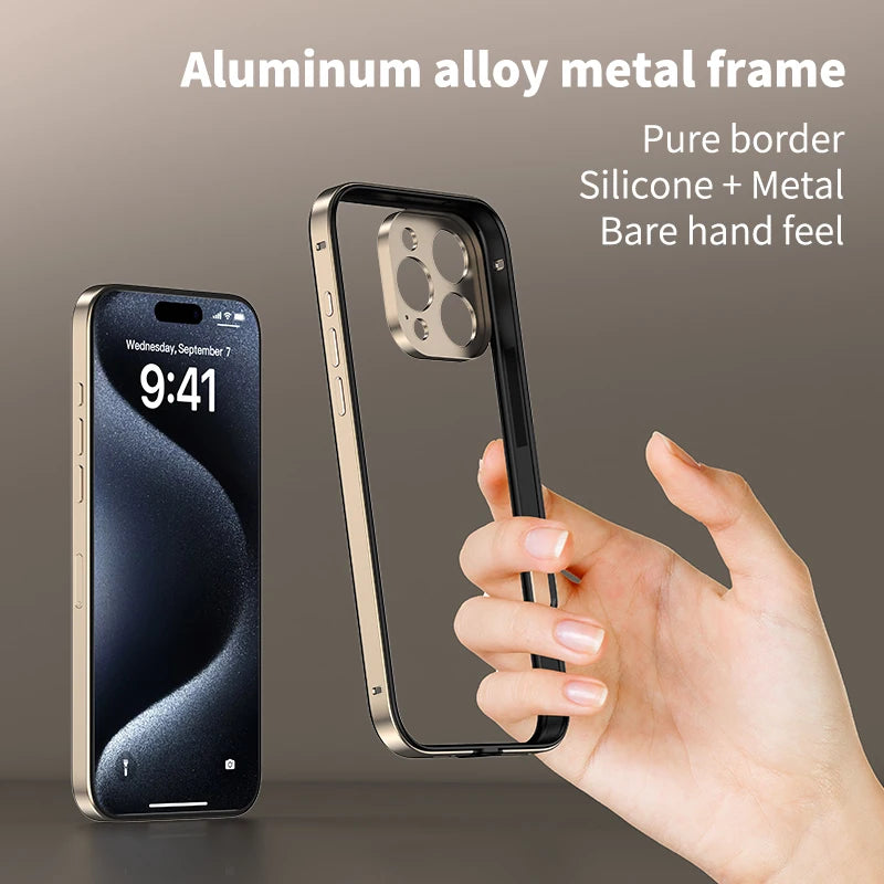 Luxury Hybrid Metal iPhone Case - Camera Protection, Silicone Frame, Aluminum Heat-Dissipating Bumper, | Case for iPhone