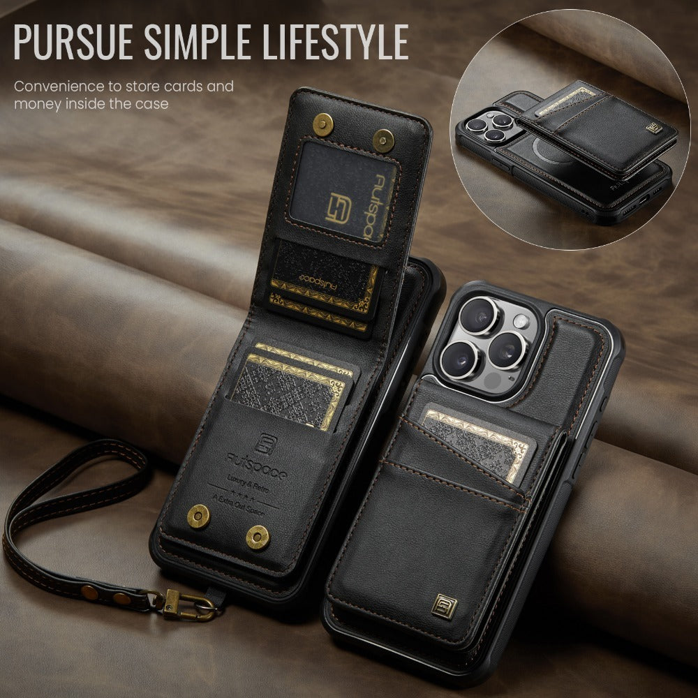 Luxury 2-in-1 Detachable Leather Flip Cover with Card Holder, Wrist Strap and Secure Magnetic Closure for Ultimate Protection