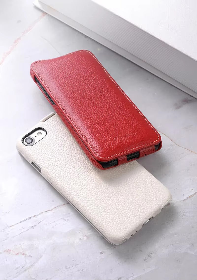 Premium Genuine Leather Flip iPhone Case – 100% Cowhide, Luxury Design, Stylish & Durable Protective Cover | Case for iPhone