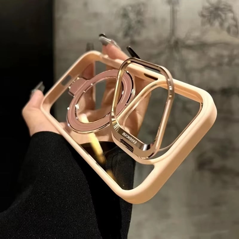 Luxury Apple iPhone Case MagSafe Compatible, Camera Lens & Screen Protection, Cover with Transparent Kickstand Bumper