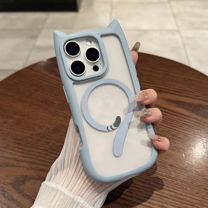 Premium Apple iPhone Case MagSafe Compatible, Camera Lens & Screen Protection, Cover with Cute Cat Ear Bumper Design