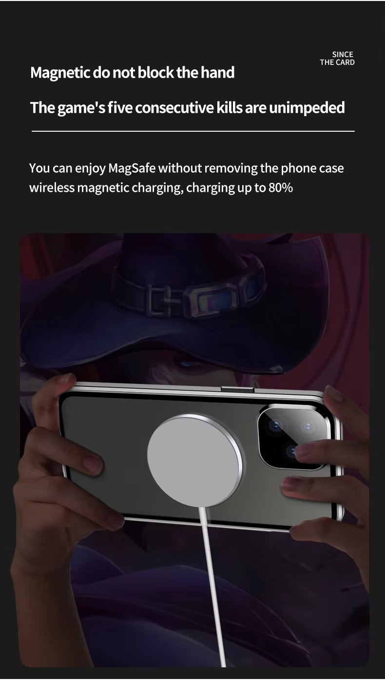 Premium Apple iPhone Case MagSafe Compatible, Magnetic Full All Around Protection Cover with 360 Metal Glass Alloy Shield