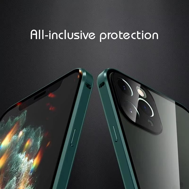 Luxury 360° Full Protection Magnetic iPhone Case – Metal Frame, Double-Sided Glass, Shockproof Bumper Cover | Case for iPhone
