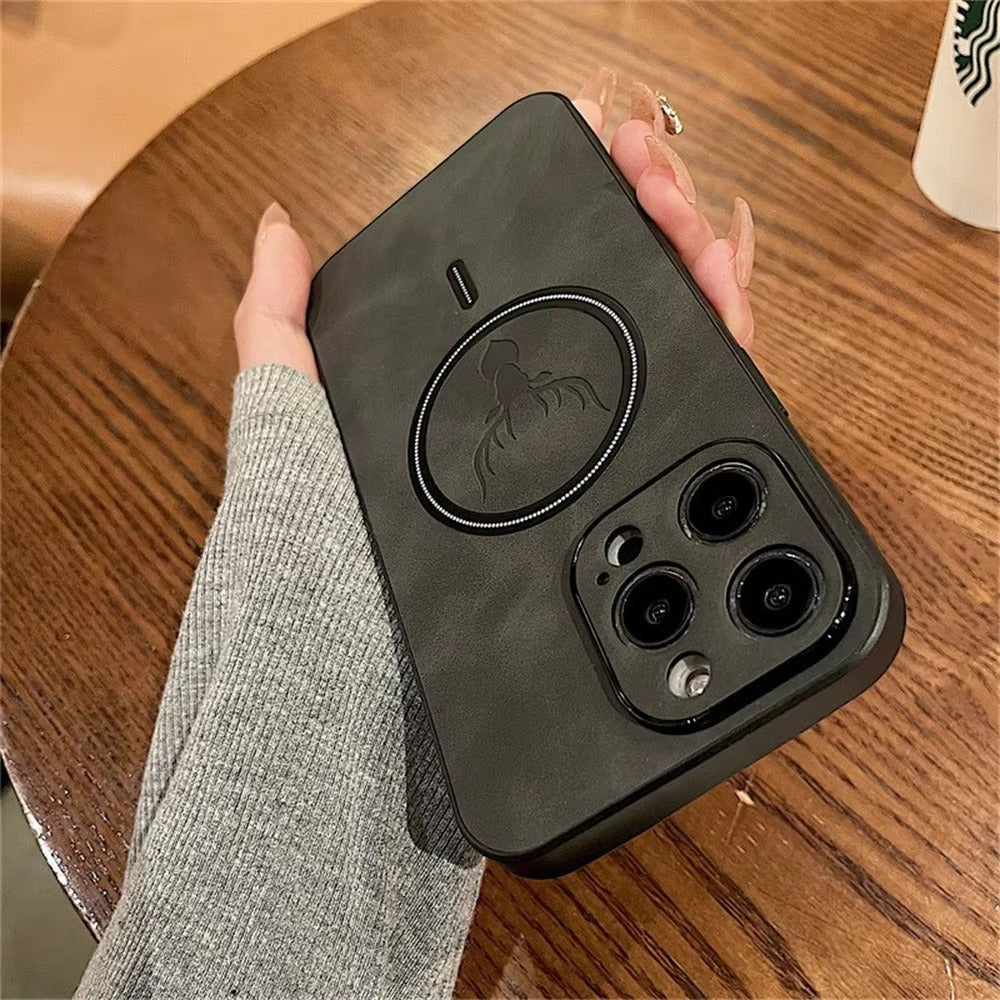 Luxury PU Leather MagSafe iPhone Case – Deer Embossed Design, Stylish & Durable Full Protection Cover | Case for iPhone