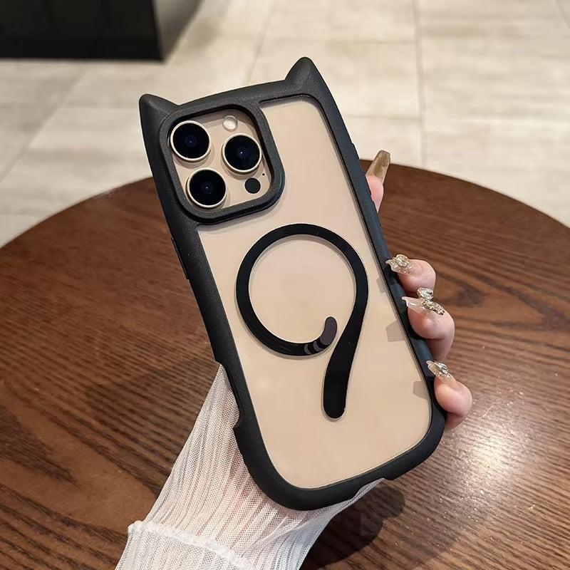 Premium Apple iPhone Case MagSafe Compatible, Camera Lens & Screen Protection, Cover with Cute Cat Ear Bumper Design