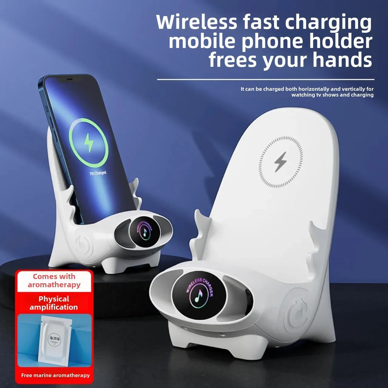 Premium Universal Wireless Charging Stand – 15W Fast Charger Dock with Cooling Hole Design, Phone Holder Function and Aromatherapy Feature for iPhone & Samsung