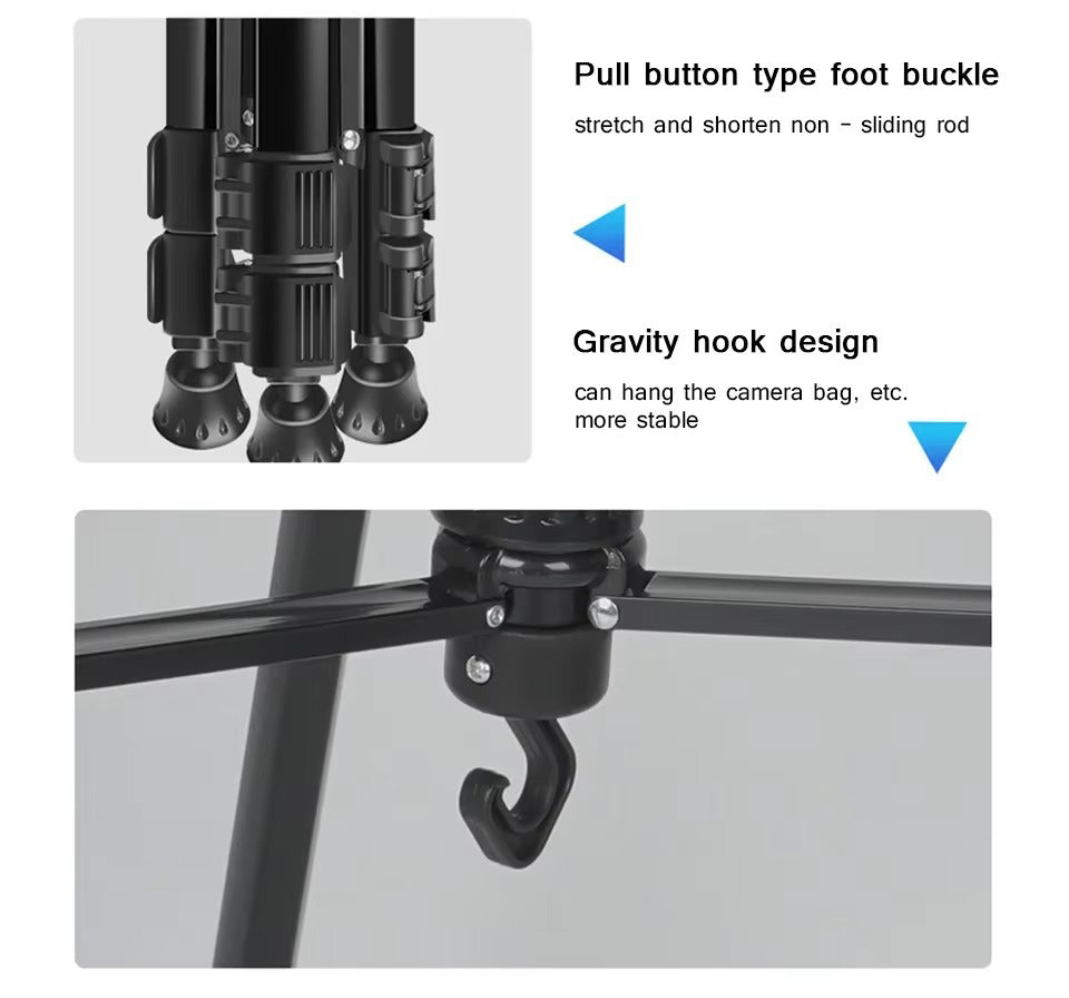 Premium, 55" Aluminum Phone Tripod Stand – 140cm Height, Quick Release Plates, Adjustable Pan Head Mount for Travel