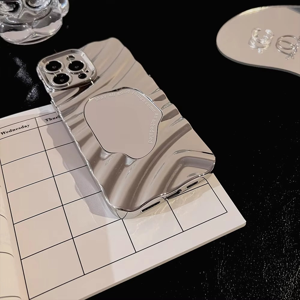 Luxury Apple iPhone Case, MagSafe Compatible, Camera Lens and Screen Protection, Ultra Thin, Shockproof, Magnetic, Full All Around Protection, Wavy Mirror Bumper Cover