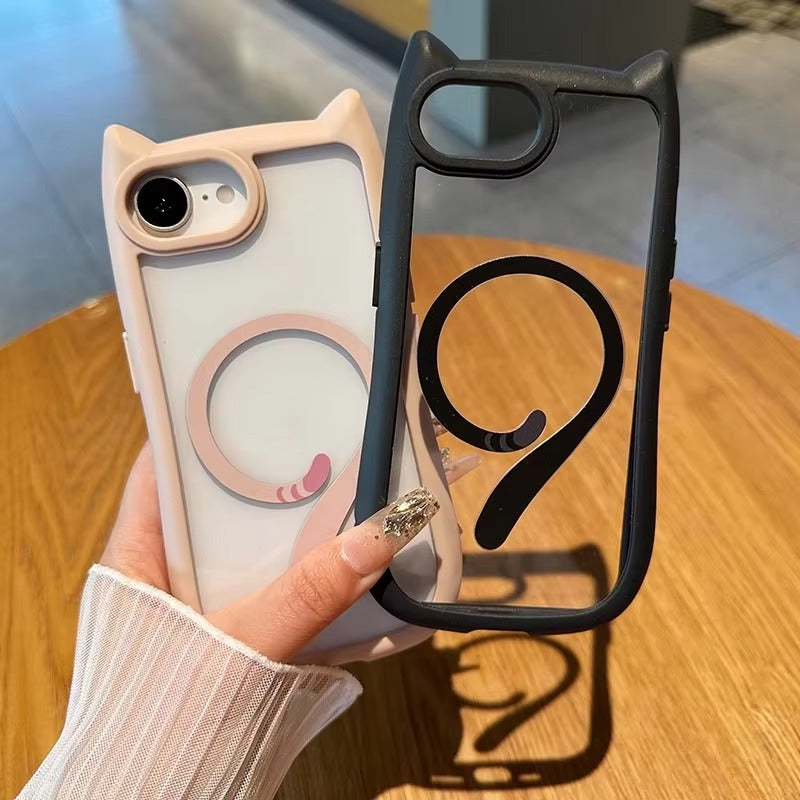 Premium Apple iPhone Case MagSafe Compatible, Camera Lens & Screen Protection, Cover with Cute Cat Ear Bumper Design