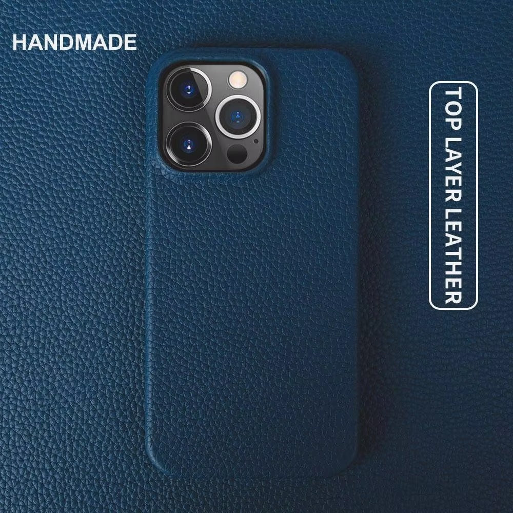 Luxury Natural Cowhide Leather MagSafe iPhone Case – Lychee Texture, Durable & Stylish Phone Back Cover | Case for iPhone