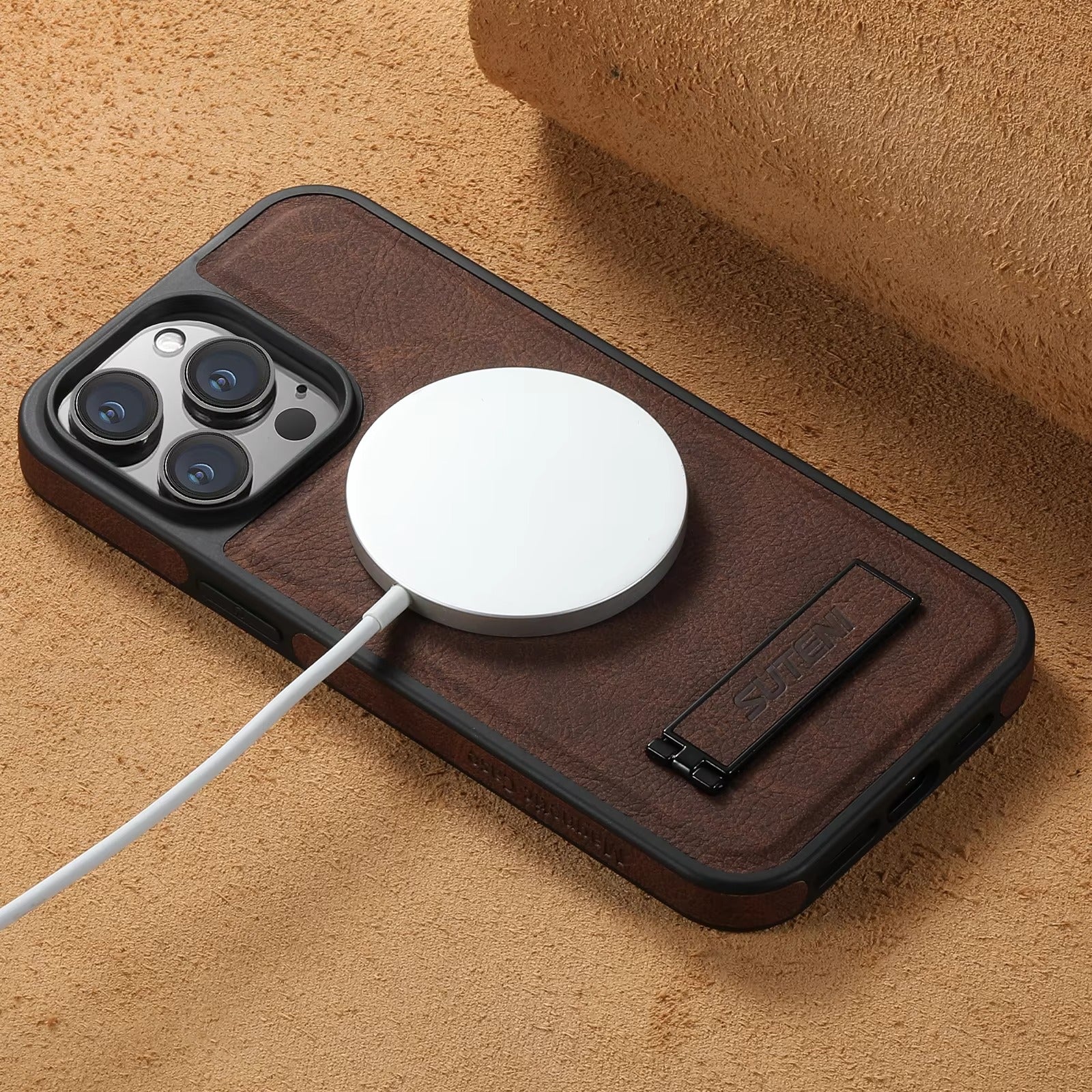 Luxury Apple iPhone Case MagSafe Compatible, Camera Lens Protection, Screen Protection Leather Design, Case for iPhone