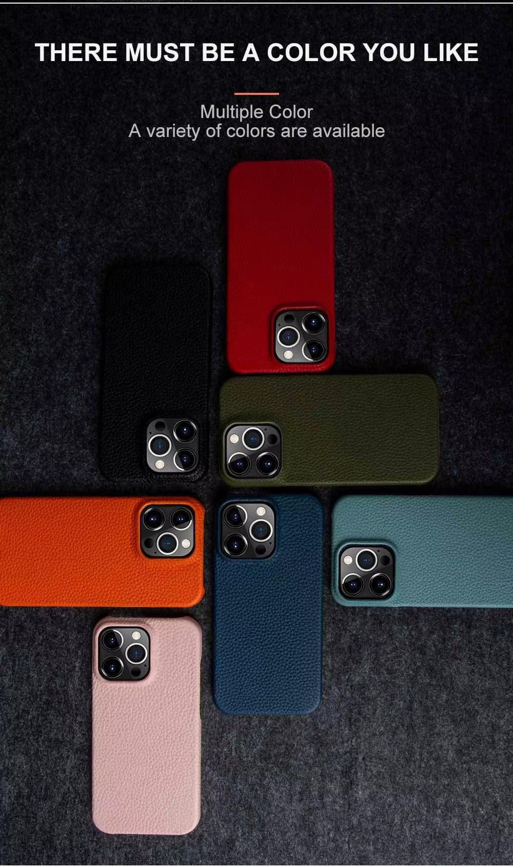 Luxury Natural Cowhide Leather MagSafe iPhone Case – Lychee Texture, Durable & Stylish Phone Back Cover | Case for iPhone