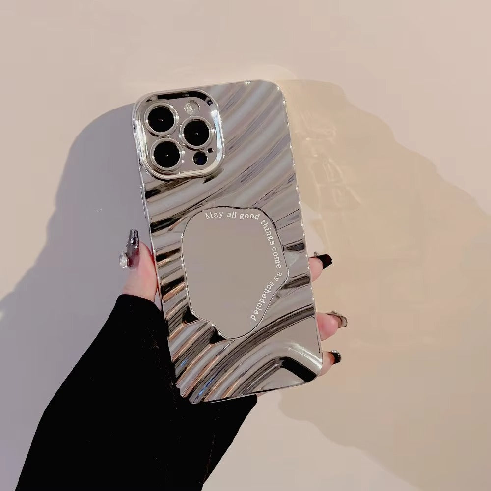 Luxury Apple iPhone Case, MagSafe Compatible, Camera Lens and Screen Protection, Ultra Thin, Shockproof, Magnetic, Full All Around Protection, Wavy Mirror Bumper Cover