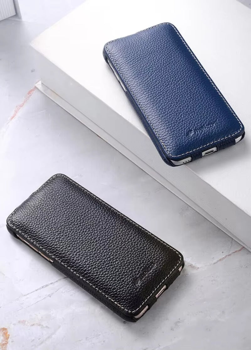 Premium Genuine Leather Flip iPhone Case – 100% Cowhide, Luxury Design, Stylish & Durable Protective Cover | Case for iPhone