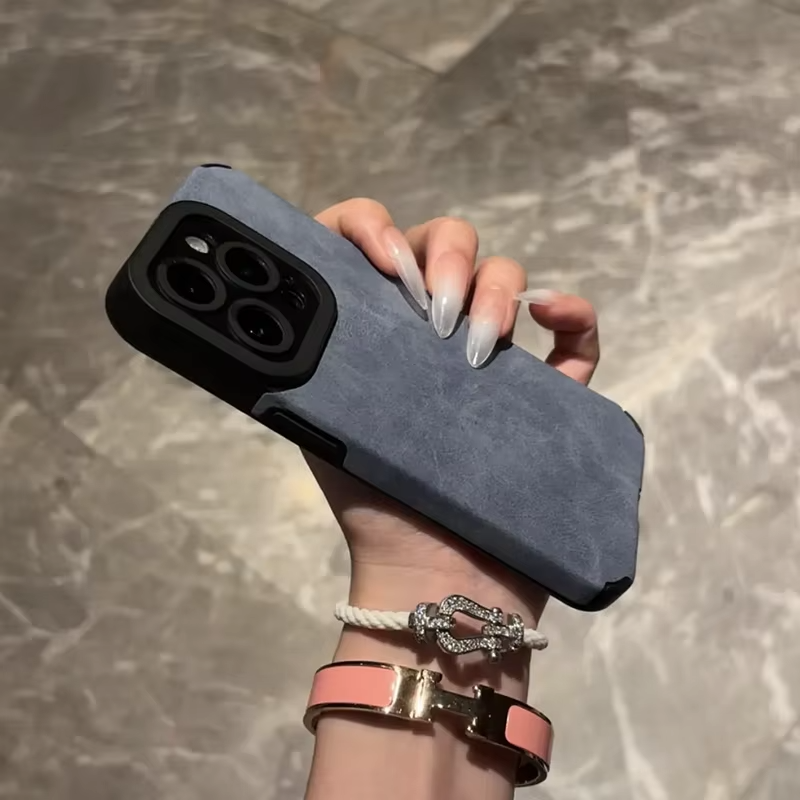 Premium Matte Leather Silicone iPhone Case – Lens Protection, Bumper Design, Stylish & Durable Cover | Case for iPhone