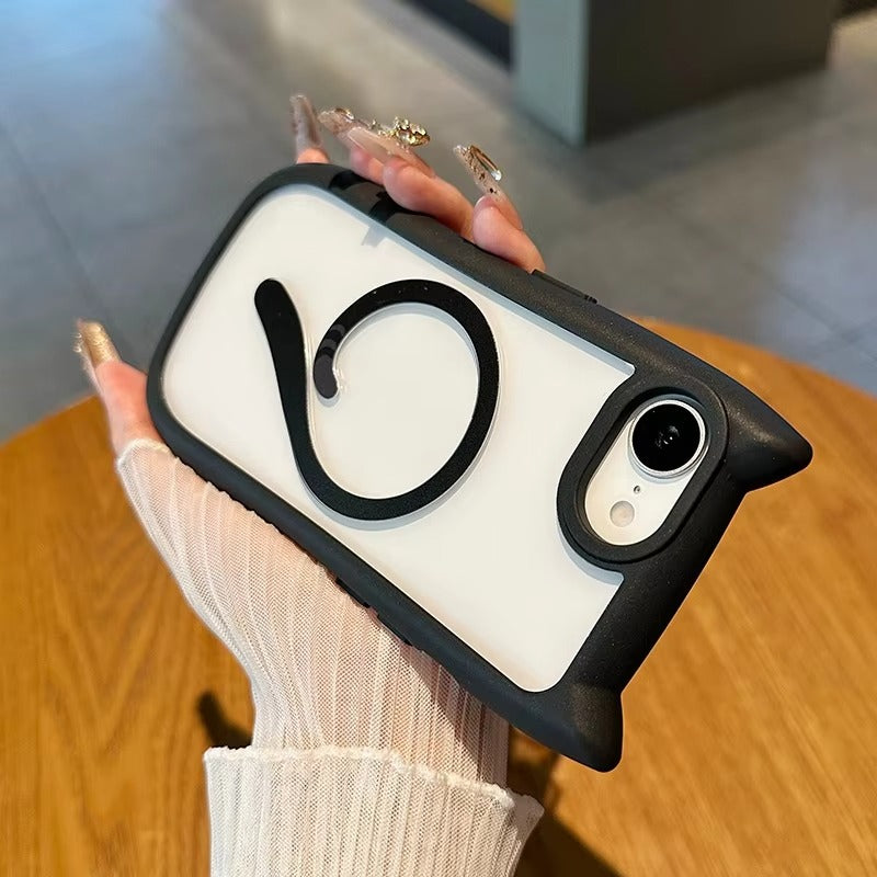 Premium Apple iPhone Case MagSafe Compatible, Camera Lens & Screen Protection, Cover with Cute Cat Ear Bumper Design