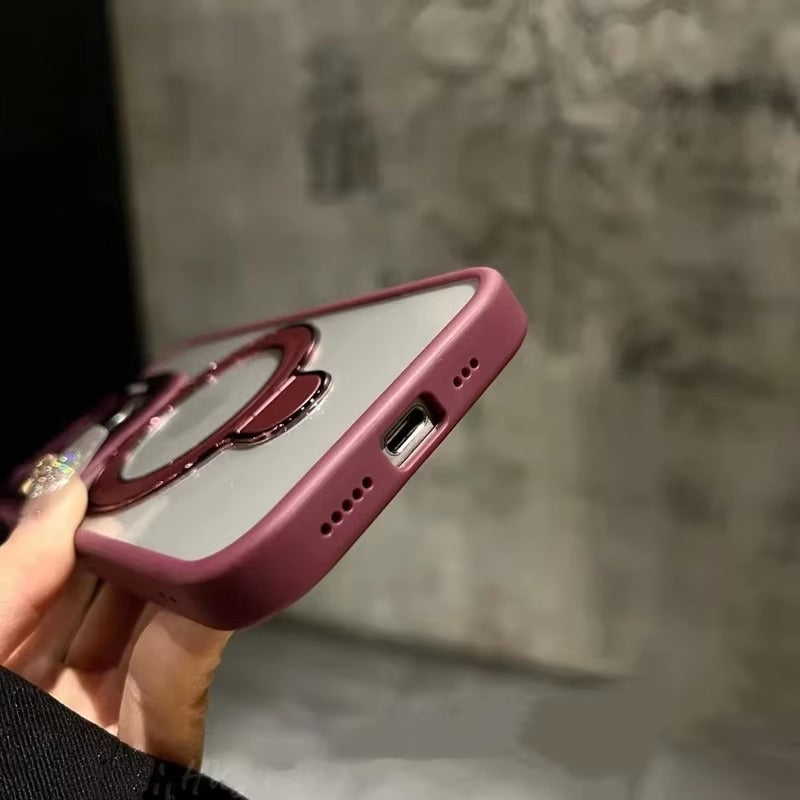 Luxury Apple iPhone Case MagSafe Compatible, Camera Lens & Screen Protection, Cover with Transparent Kickstand Bumper