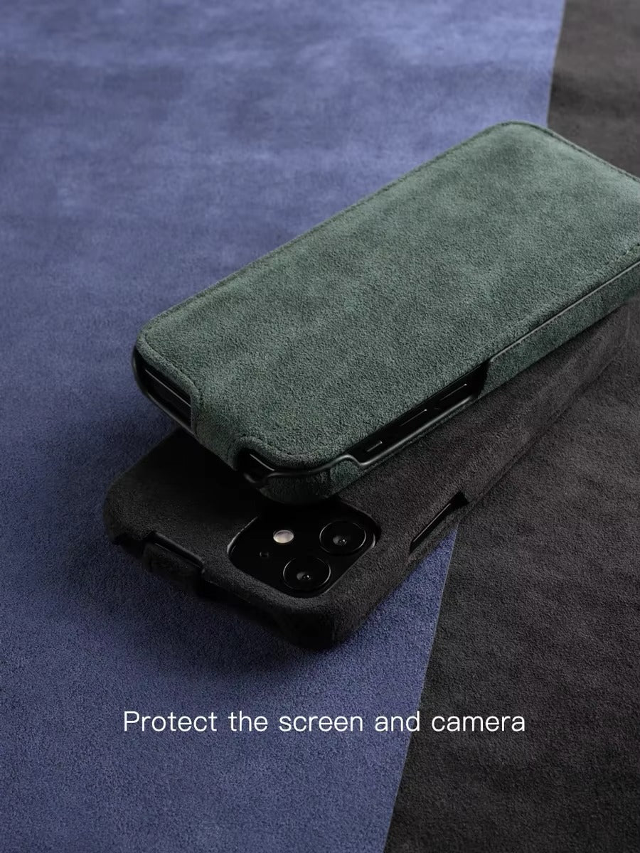 Premium Genuine Leather Flip iPhone Case – 100% Cowhide, Luxury Design, Stylish & Durable Protective Cover | Case for iPhone