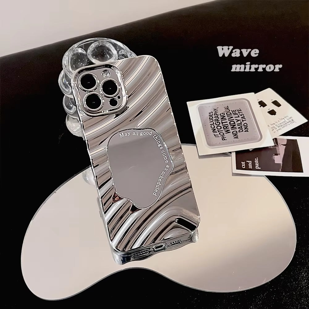 Luxury Apple iPhone Case, MagSafe Compatible, Camera Lens and Screen Protection, Ultra Thin, Shockproof, Magnetic, Full All Around Protection, Wavy Mirror Bumper Cover