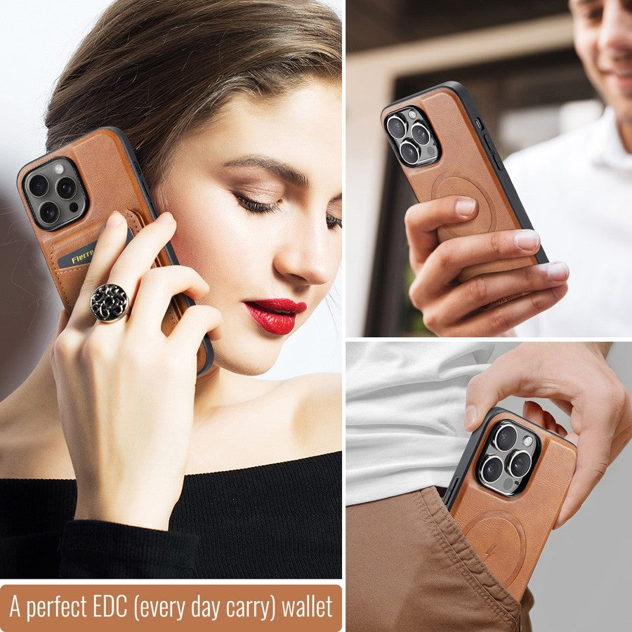 Luxury 2-in-1 Detachable Wallet iPhone Case – Magnetic Card Holder, MagSafe Compatible, Shockproof Protection, Premium Leather Cover for iPhone Models