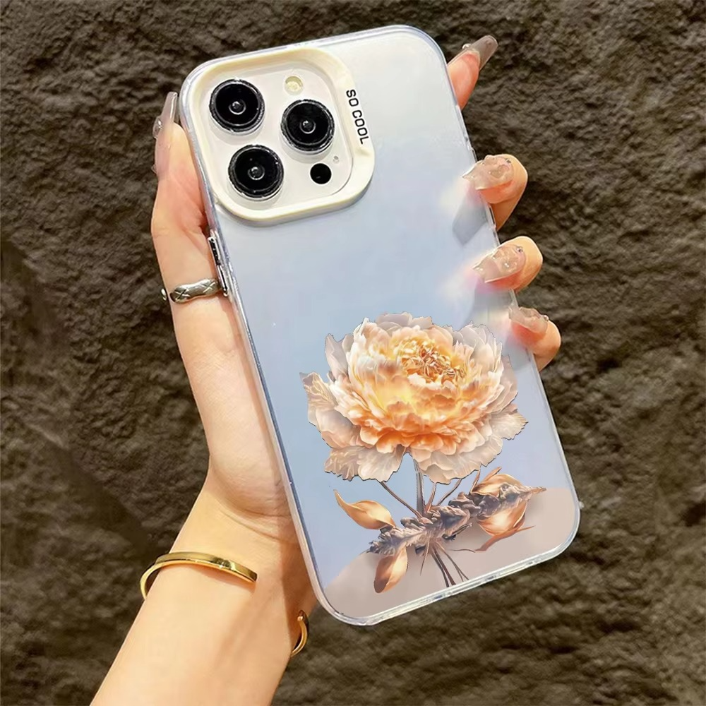 Luxury Apple iPhone Case, MagSafe Compatible, Camera Lens and Screen Protection, Ultra Thin, Shockproof, Magnetic, Full All Around Protection, Lotus Flower Plated Armor Cover