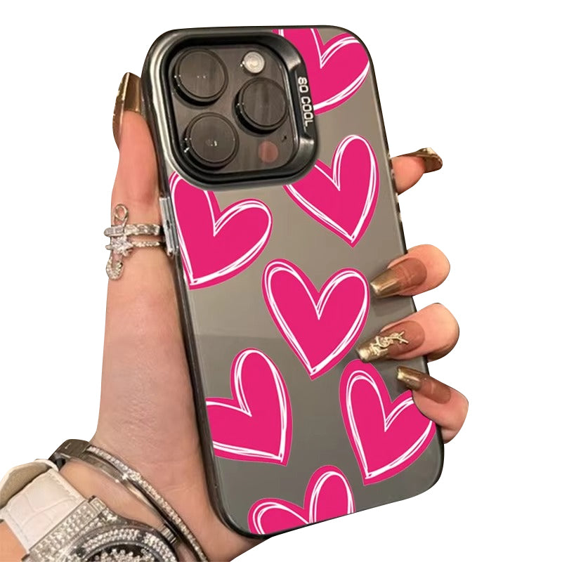 Luxury Apple iPhone Case, MagSafe Compatible, Camera Lens and Screen Protection, Ultra Thin, Shockproof, Magnetic, Full All Around Protection, Electroplate Heart Silver Cover