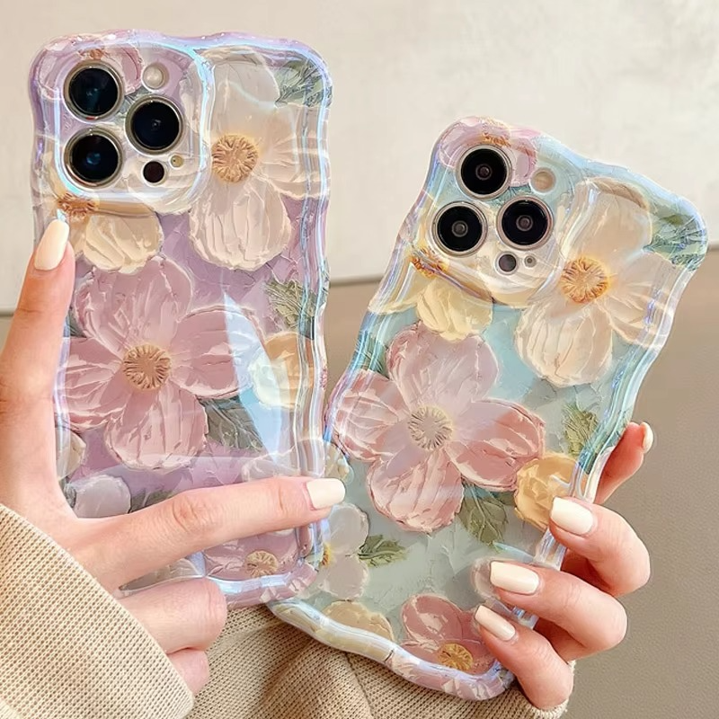 Premium Apple iPhone Case, MagSafe Compatible, Camera Lens and Screen Protection, Ultra Thin, Shockproof, Magnetic, Full All Around Protection, Laser Flower Bumper Case