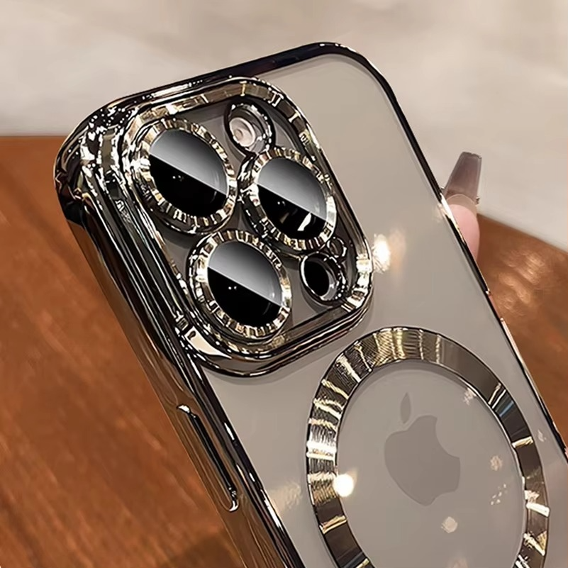 Luxury Electroplated MagSafe iPhone Case - Soft Clear Silicone TPU Cover, Wireless Charging Compatible, Case for iPhone