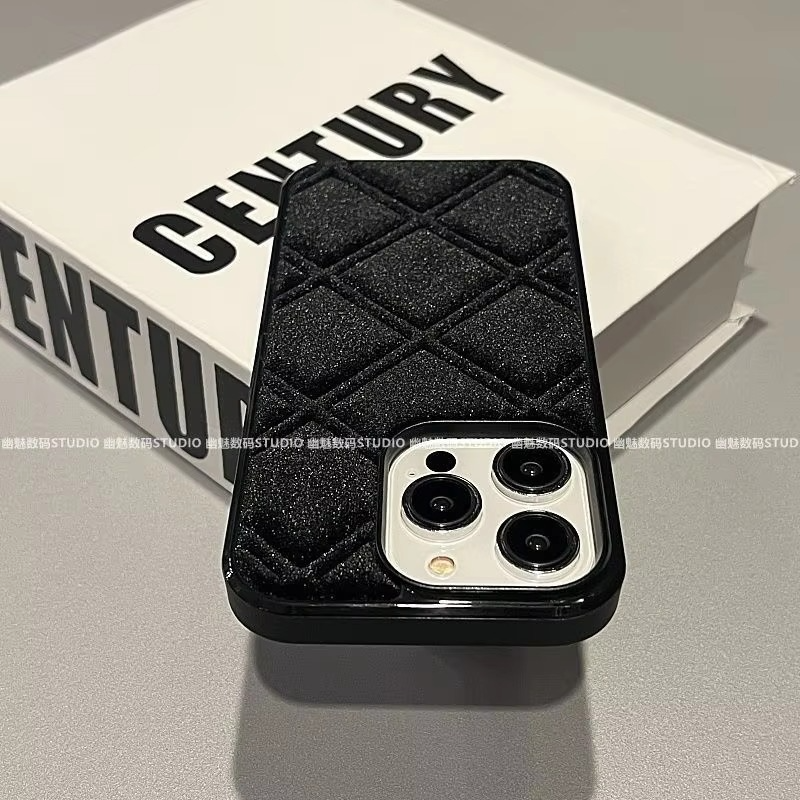 Luxury Apple iPhone Case, MagSafe Compatible, Camera Lens and Screen Protection, Ultra Thin, Shockproof, Magnetic, Full All Around Protection, Plaid Velvet Fabric Cover