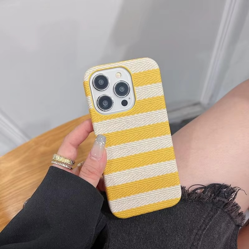 Premium Apple iPhone Case, MagSafe Compatible, Camera Lens and Screen Protection, Ultra Thin, Shockproof, Magnetic, Full All Around Protection, Canvas Stripe Fabric Cover