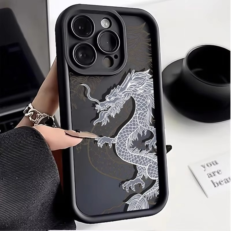 Luxury Apple iPhone Case, MagSafe Compatible, Camera Lens and Screen Protection, Ultra Thin, Shockproof, Magnetic, Full All Around Protection, Eastern Dragon Silicone Cover