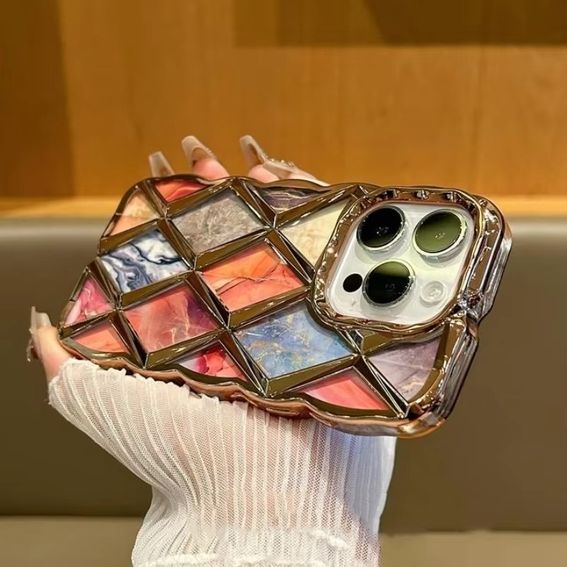 Luxury Apple iPhone Case, MagSafe Compatible, Camera Lens and Screen Protection, Ultra Thin, Shockproof, Magnetic, Full All Around Protection, Diamond Grid Soft Cover