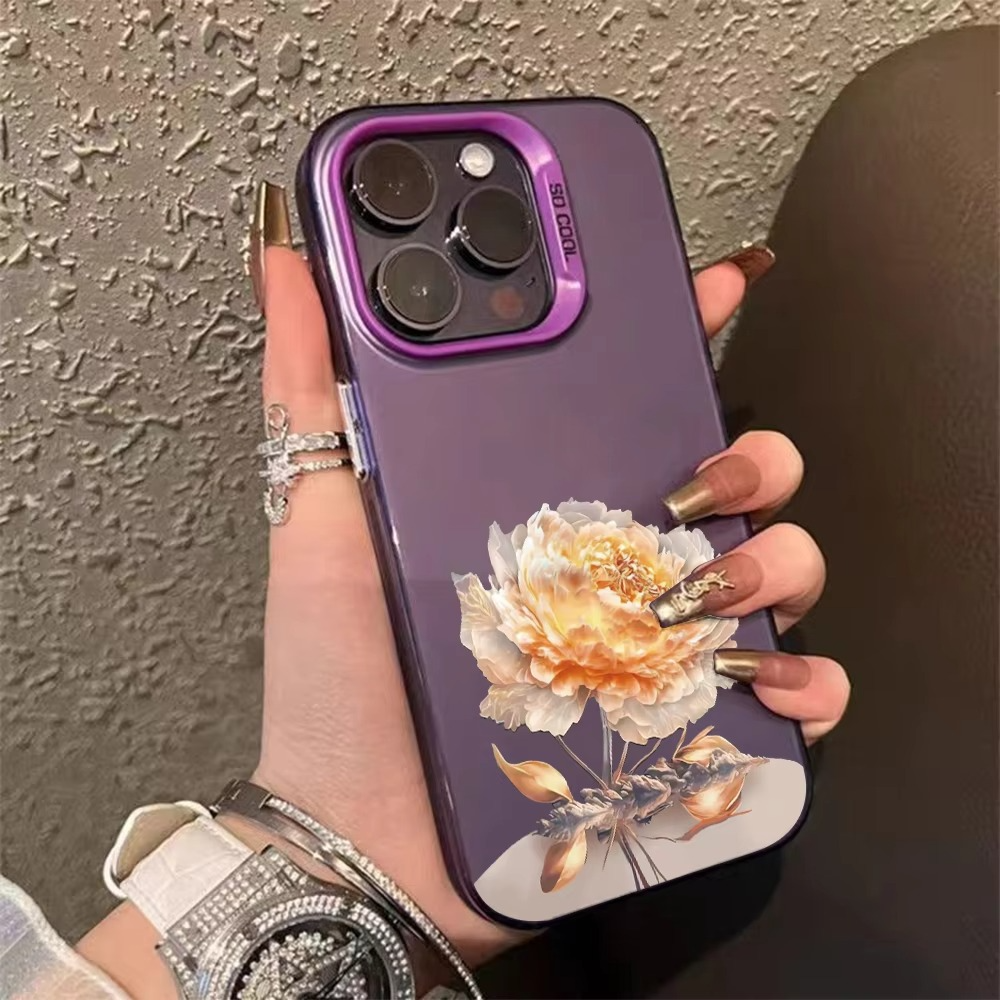 Luxury Apple iPhone Case, MagSafe Compatible, Camera Lens and Screen Protection, Ultra Thin, Shockproof, Magnetic, Full All Around Protection, Lotus Flower Plated Armor Cover