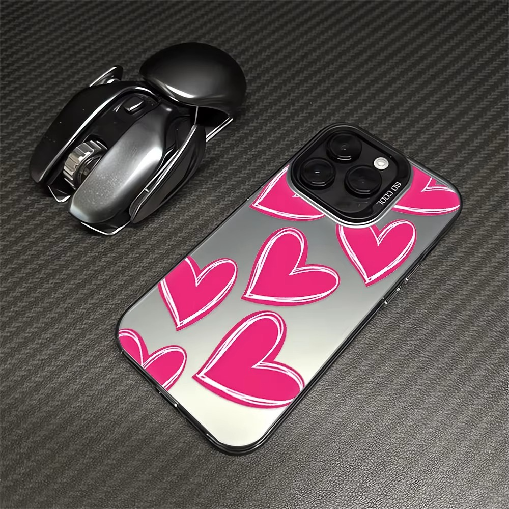 Luxury Apple iPhone Case, MagSafe Compatible, Camera Lens and Screen Protection, Ultra Thin, Shockproof, Magnetic, Full All Around Protection, Electroplate Heart Silver Cover