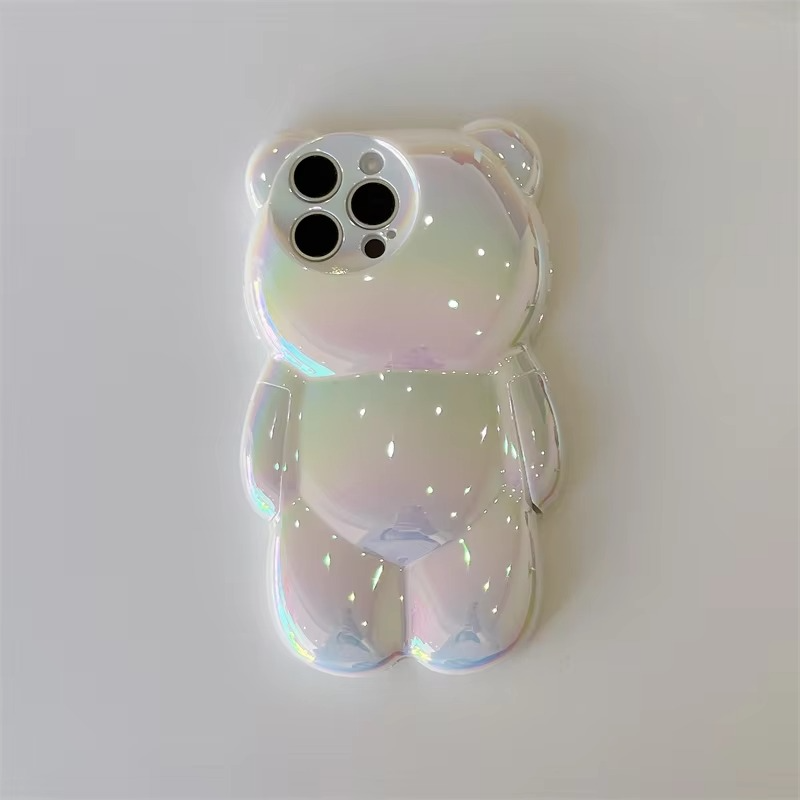 Luxury Apple iPhone Case, MagSafe Compatible, Camera Lens and Screen Protection, Ultra Thin, Shockproof, Magnetic, Full All Around Protection, 3D Bear Gradient Cartoon Cover