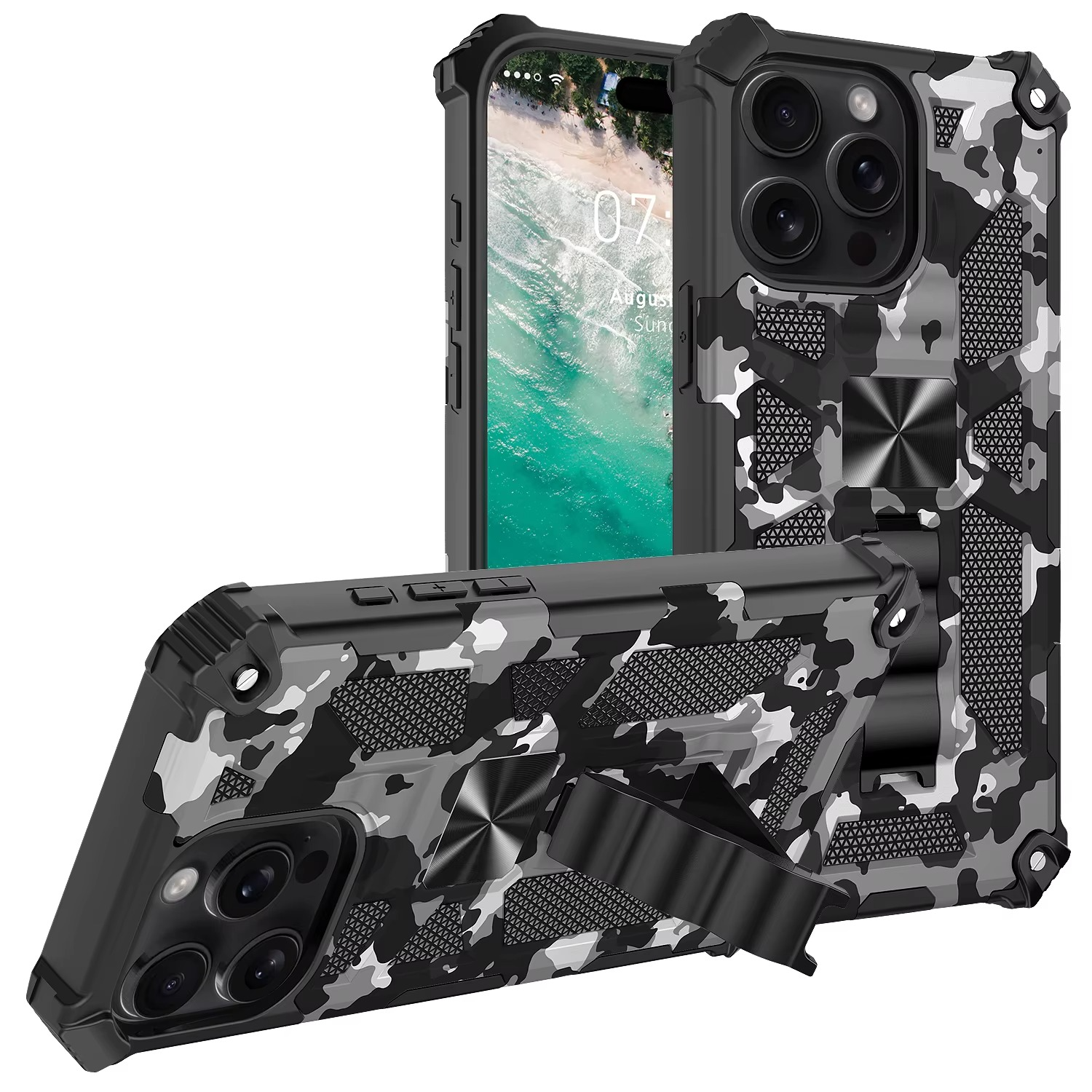 Robust Apple iPhone Case, MagSafe Compatible, Camera Lens and Screen Protection, Ultra Thin, Shockproof, Magnetic, Full All Around Protection, Camouflage Armor Cover