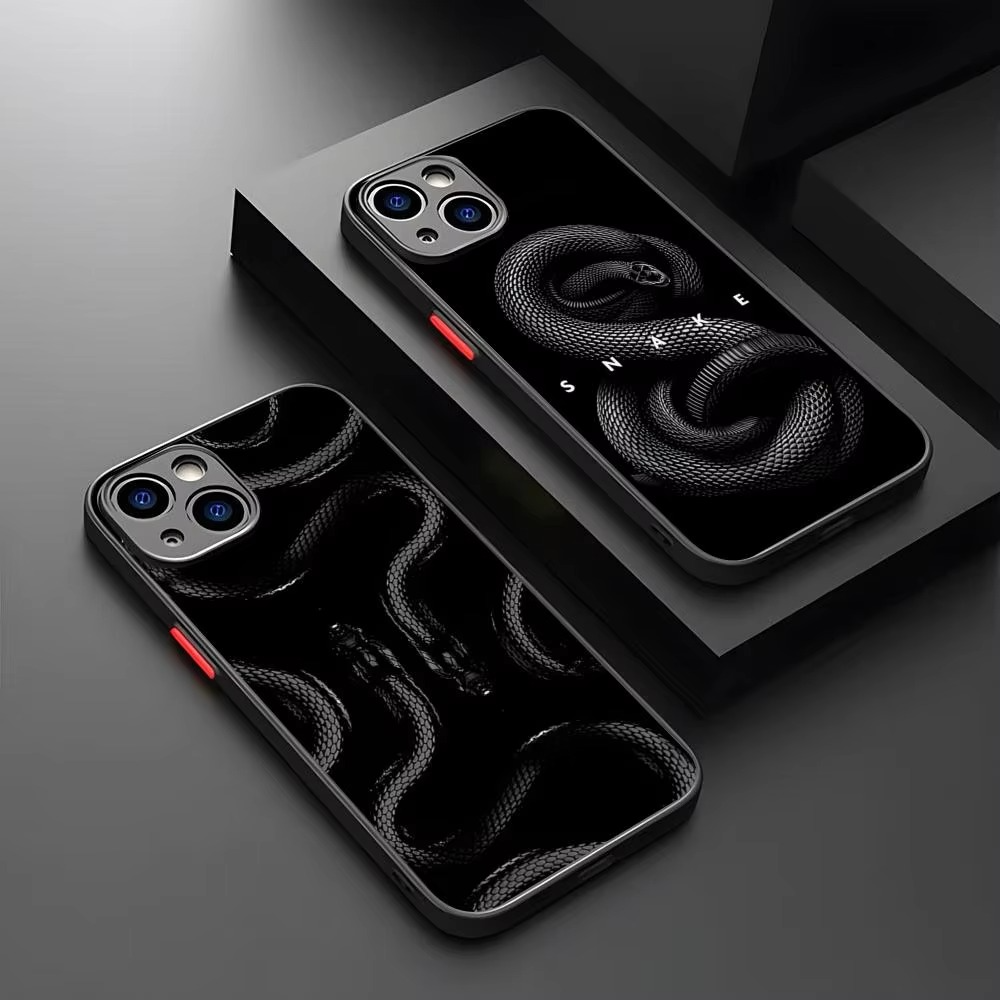 Luxury Apple iPhone Case, MagSafe Compatible, Camera Lens and Screen Protection, Ultra Thin, Shockproof, Magnetic, Full All Around Protection, Black Gold Snake Cover