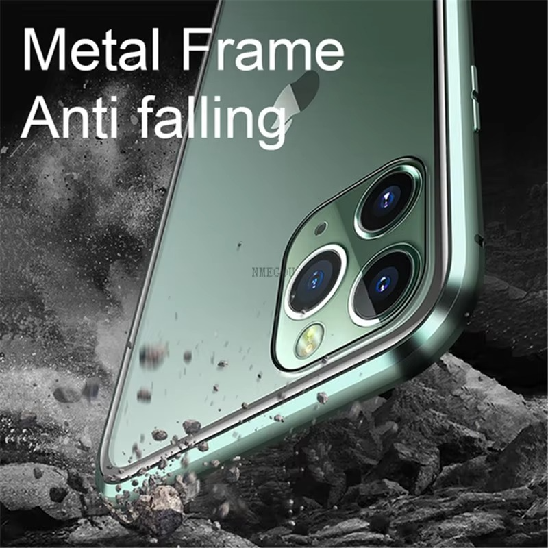 Robust Apple iPhone Case, MagSafe Compatible, Camera Lens and Screen Protection, Ultra Thin, Shockproof, Magnetic, Full All Around Protection, 360 Metal Glass Magnet Cover