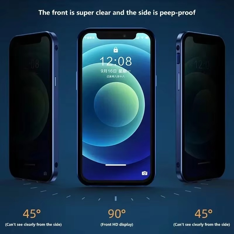 Luxury Apple iPhone Case, MagSafe Compatible, Camera Lens and Screen Protection, Ultra Thin, Shockproof, Magnetic, Full All Around Protection, Privacy Glass Snap Case